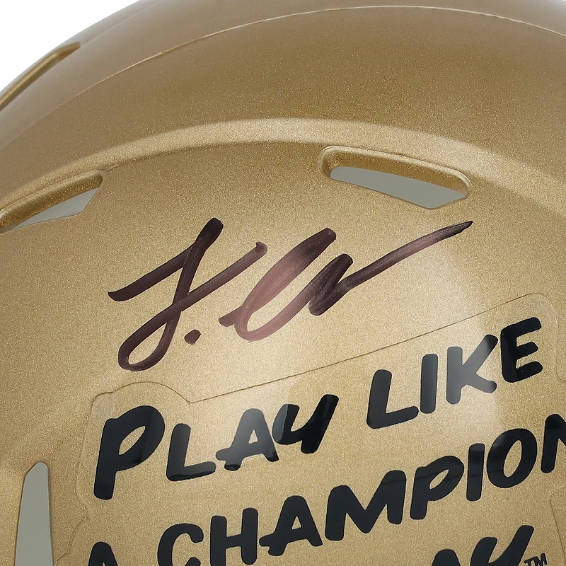 Jeremiyah Love Notre Dame Fighting Irish Autographed Riddell Play Like A Champion Today Speed Mini Helmet