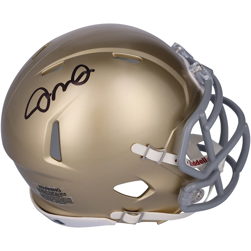 Casque Riddell Speed Mini autographié par Joe Montana Notre Dame Fighting Irish