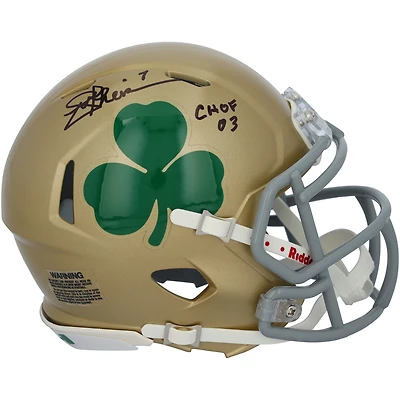 Casque Riddell Speed Mini autographié par Joe Theismann des Fighting Irish de Notre Dame avec inscription « CHOF 03 »