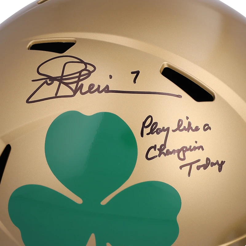 Joe Theismann Notre Dame Fighting Irish Autographed Riddell Speed Replica Helmet with "Play Like a Champion" Inscription