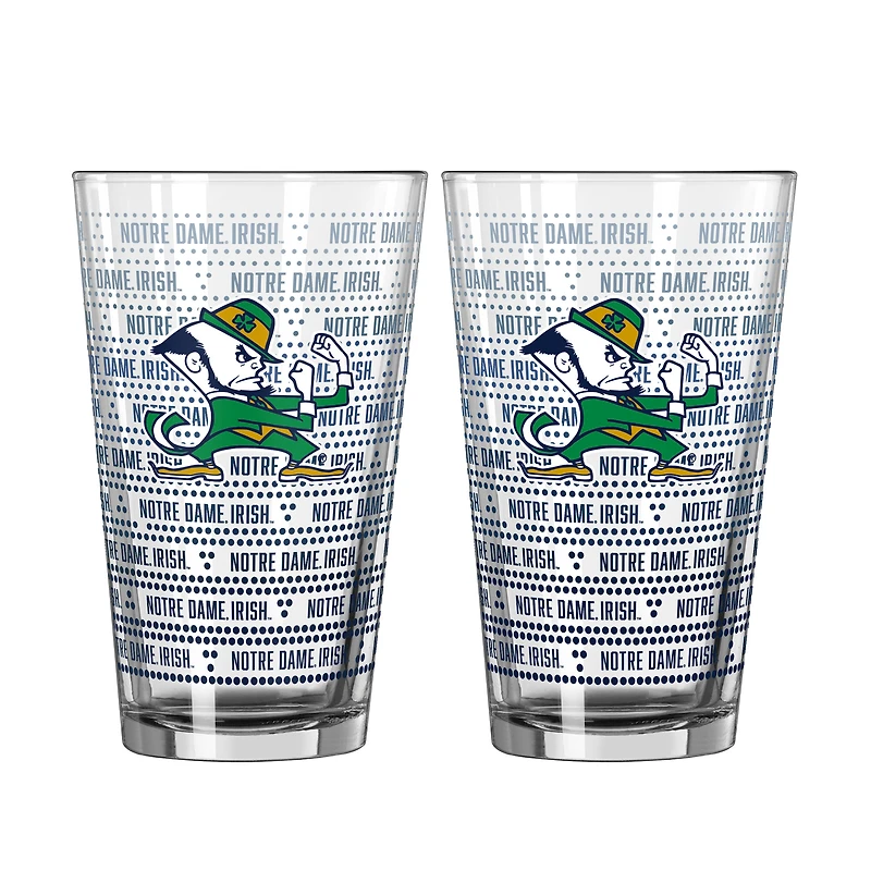 Ensemble de deux verres à bière Logo Brands Notre Dame Fighting Irish Chant Fade de 473 ml (16 oz).