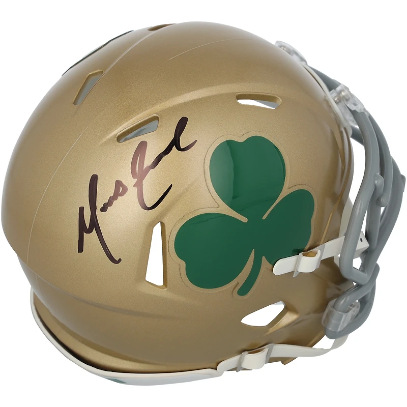 Casque de vitesse miniature Riddell Shamrock autographié par Marcus Freeman des Fighting Irish de Notre Dame