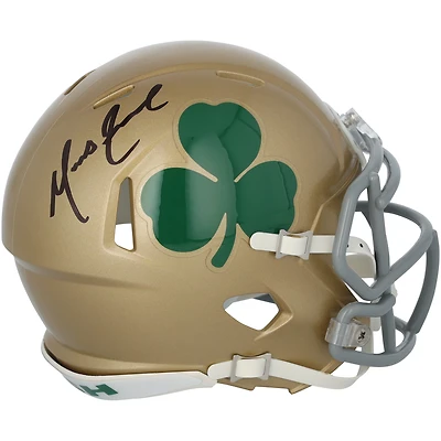 Casque de vitesse miniature Riddell Shamrock autographié par Marcus Freeman des Fighting Irish de Notre Dame