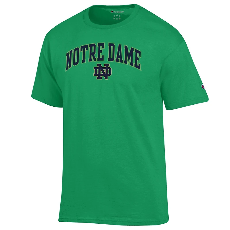 T-shirt vert Champion pour homme avec logo Notre Dame Fighting Irish Arch Over