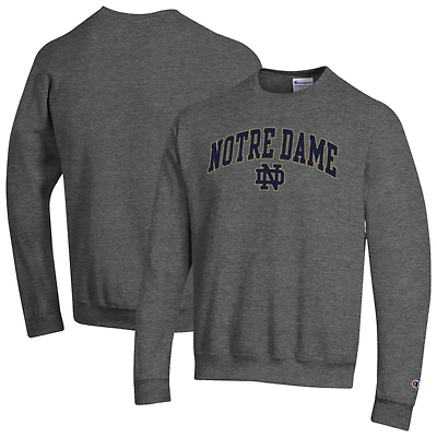 Men's Champion  Heather Charcoal Notre Dame Fighting Irish Arch Over Logo Pullover Sweatshirt