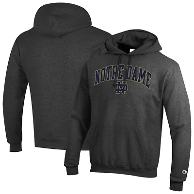 Men's Champion  Heather Charcoal Notre Dame Fighting Irish Arched Logo Fleece Pullover Hoodie