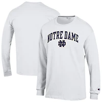 T-shirt à manches longues blanc Champion Notre Dame Fighting Irish pour homme avec logo Arch Over