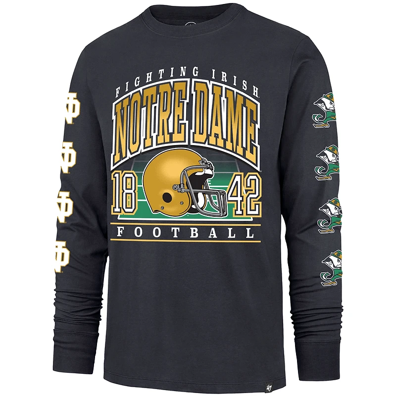 T-shirt à manches longues bleu marine « 47 » pour homme, « Go Big » des Fighting Irish de Notre Dame