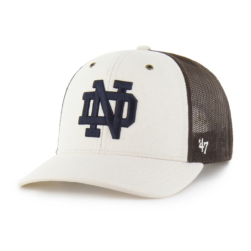 Men's Carhartt x '47 Natural/Brown Notre Dame Fighting Irish Undyed Trucker Adjustable Hat