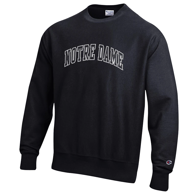 Men's Champion Black Notre Dame Fighting Irish Reverse Weave Crewneck Sweatshirt