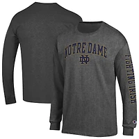 T-shirt à manches longues anthracite pour homme Champion Notre Dame Fighting Irish avec logo Arch Over 2-Hit