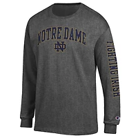 T-shirt à manches longues anthracite pour homme Champion Notre Dame Fighting Irish avec logo Arch Over 2-Hit