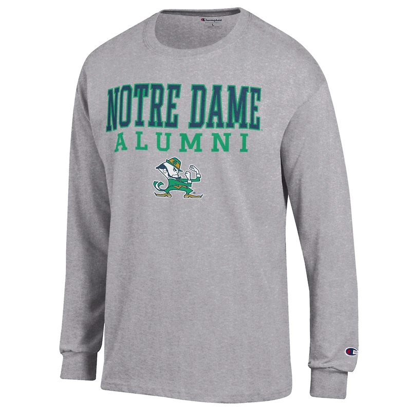 T-shirt à manches longues gris pour homme avec logo des anciens élèves Fighting Irish de Notre Dame