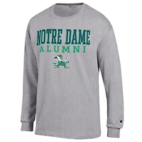 T-shirt à manches longues gris pour homme avec logo des anciens élèves Fighting Irish de Notre Dame