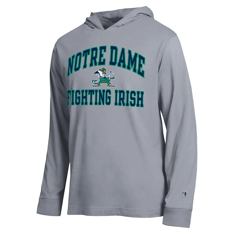 Men's Champion  Gray Notre Dame Fighting Irish High Motor All-Star Long Sleeve Hooded T-Shirt