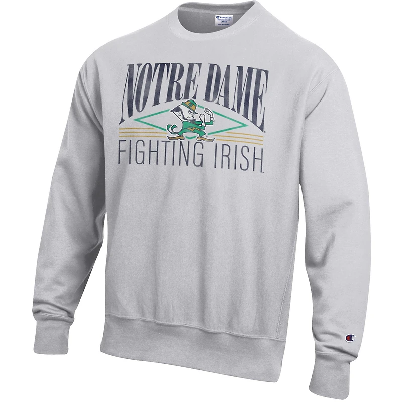Sweat-shirt en polaire à tissage inversé Champion Gray Notre Dame Fighting Irish pour homme