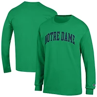 T-shirt à manches longues vert Champion pour homme, motif Basic Arch, Fighting Irish de Notre Dame