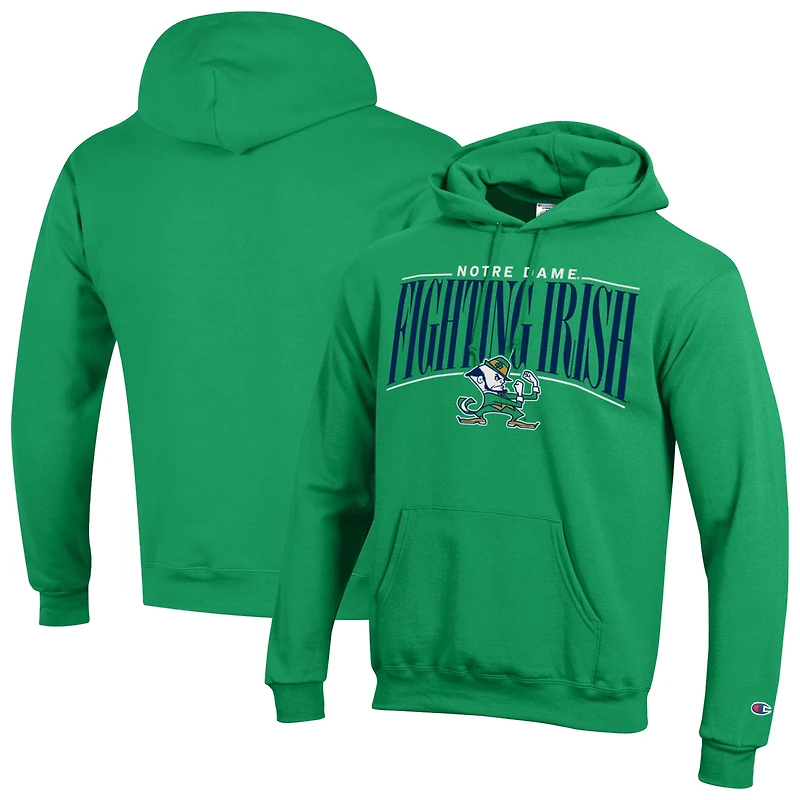 Sweat à capuche Champion vert pour homme, aux couleurs de l'équipe Fighting Irish Notre Dame, Powerblend.
