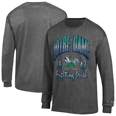 Men's Champion Heather Charcoal Notre Dame Fighting Irish Bold Long-Sleeve T-Shirt