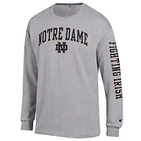 T-shirt à manches longues 2-Hit avec logo Arch Over de Notre Dame Fighting Irish, champion masculin, Heather Gray
