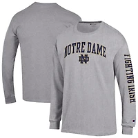 T-shirt à manches longues 2-Hit avec logo Arch Over de Notre Dame Fighting Irish, champion masculin, Heather Gray