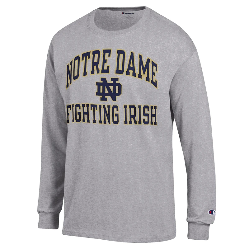 Champion Heather Grey Notre Dame Fighting Irish High Motor T-shirt à manches longues pour homme
