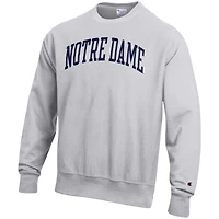 Men's Champion Heather Gray Notre Dame Fighting Irish Relaxed Fit Arch Reverse Weave Pullover Sweatshirt