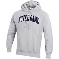 Men's Champion Heather Gray Notre Dame Fighting Irish Team Arch Reverse Weave Relaxed Fit Pullover Hoodie