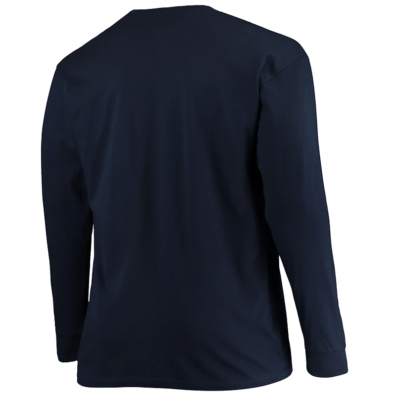 Men's Champion Navy Notre Dame Fighting Irish Big & Tall 2-Hit Long Sleeve T-Shirt