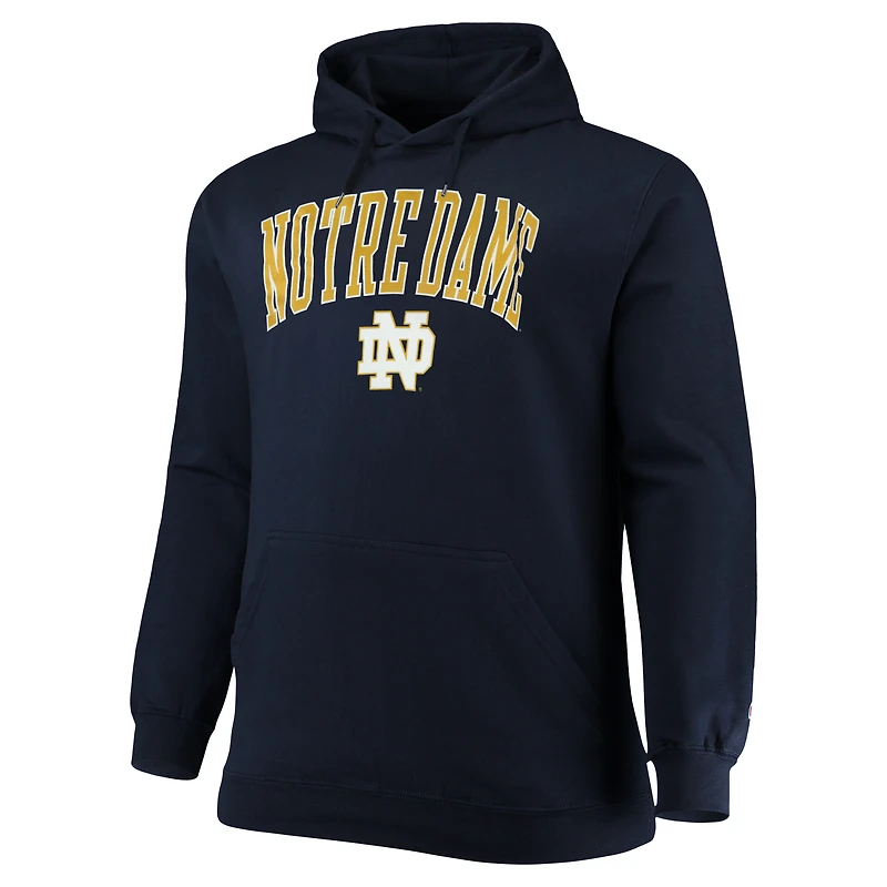 Men's Champion Navy Notre Dame Fighting Irish Big & Tall Arch Over Logo Powerblend Pullover Hoodie