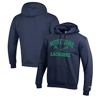 Sweat à capuche Champion bleu marine Notre Dame Fighting Irish Lacrosse Icon Powerblend pour homme