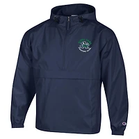 Men's Champion  Navy Notre Dame Fighting Irish Packable Hooded Windbreaker Half-Zip Jacket