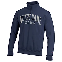 Pull à col zippé Champion bleu marine Notre Dame Fighting Irish Powerblend pour homme