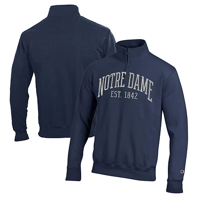 Men's Champion  Navy Notre Dame Fighting Irish Powerblend Quarter-Zip Pullover