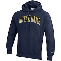 Sweat à capuche coupe décontractée Champion Navy Notre Dame Fighting Irish Team Arch Reverse Weave pour homme