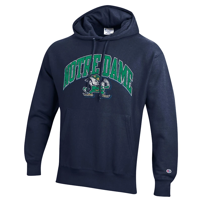 Men's Champion Navy Notre Dame Fighting Irish Vault Late Night Reverse Weave Pullover Hoodie