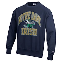 Men's Champion Navy Notre Dame Fighting Irish Vault Late Night Reverse Weave Pullover Sweatshirt