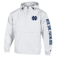 Men's Champion  White Notre Dame Fighting Irish Cloud Packable Half-Zip Hooded Jacket