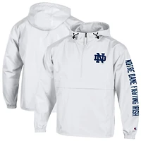 Men's Champion  White Notre Dame Fighting Irish Cloud Packable Half-Zip Hooded Jacket