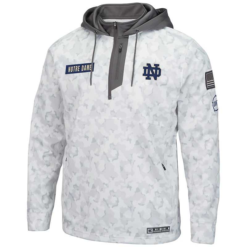 Men's Colosseum Arctic Camo Notre Dame Fighting Irish OHT Military Appreciation Quarter-Zip Hoodie