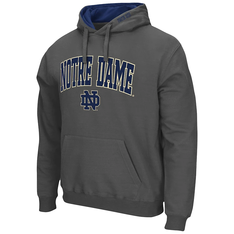 Men's Colosseum Charcoal Notre Dame Fighting Irish Arch & Logo 3.0 Pullover Hoodie