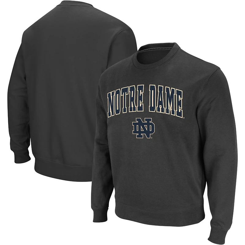 Men's Colosseum Charcoal Notre Dame Fighting Irish Arch & Logo Crew Neck Sweatshirt