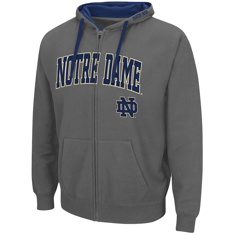 Men's Colosseum Charcoal Notre Dame Fighting Irish Big & Tall Full-Zip Hoodie