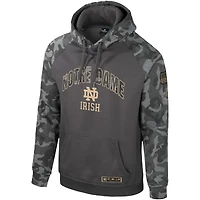 Men's Colosseum Charcoal Notre Dame Fighting Irish OHT Military Appreciation Camo Raglan Pullover Hoodie