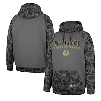 Colosseum Charcoal Notre Dame Fighting Irish OHT Military Appreciation Camo Stack Raglan Sweat à capuche pour homme