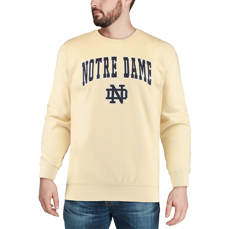 Men's Colosseum Gold Notre Dame Fighting Irish Arch & Logo Crew Neck Sweatshirt