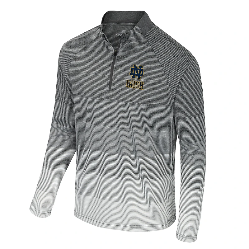 Coupe-vent à glissière quart de tour en maille rayée raglan pour homme Colosseum Gray Notre Dame Fighting Irish AI
