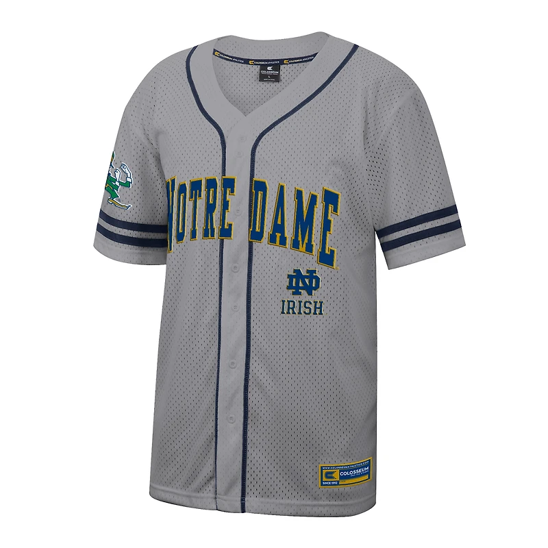 Maillot de baseball Free Spirited gris Colosseum pour homme Notre Dame Fighting Irish