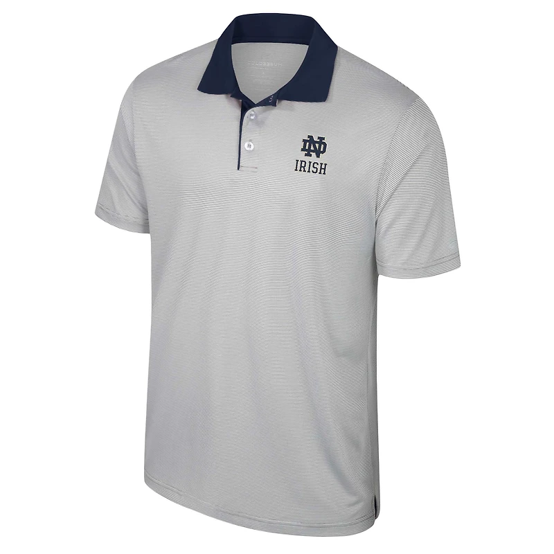 Men's Colosseum Gray Notre Dame Fighting Irish Tuck Striped Polo