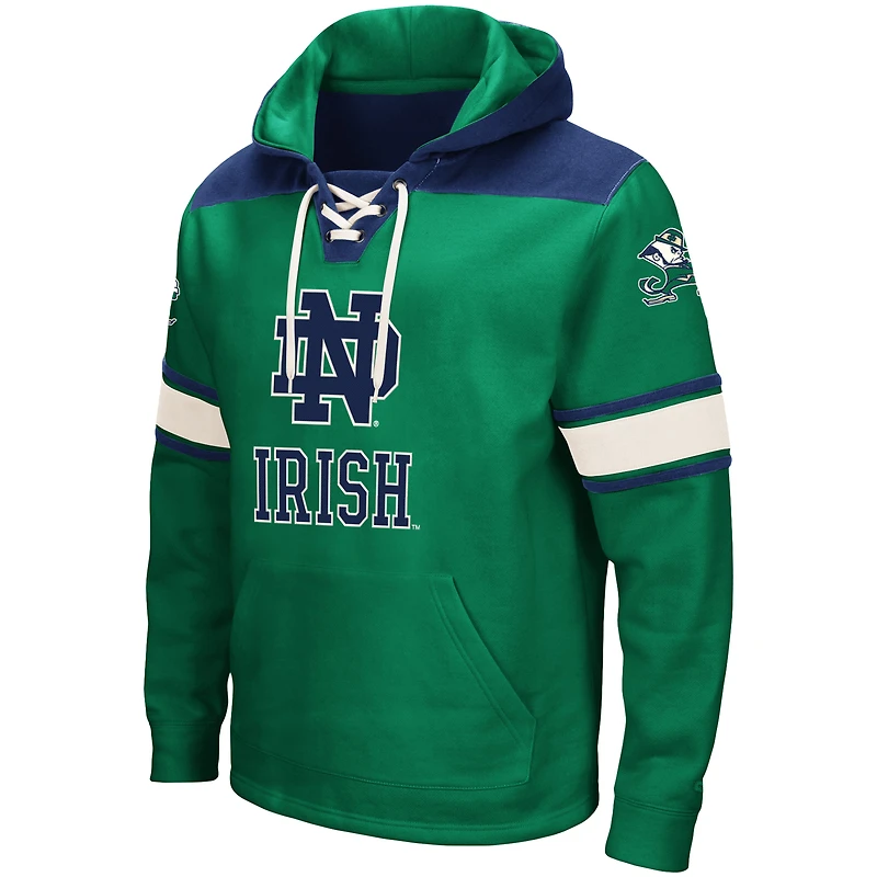 Men's Colosseum Green Notre Dame Fighting Irish 2.0 Lace-Up Pullover Hoodie